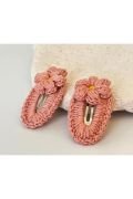 Amigurumi Örgü Çocuk Çiçek Toka Somon Pudra Tek Ebat