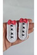Amigurumi Yeni Trend Beyaz Pembe Işlemeli 2'li Toka Seti beyaz Tek Ebat