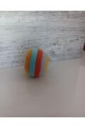 Amigurumi Organik Örgü Çıngıraklı Top Mavi